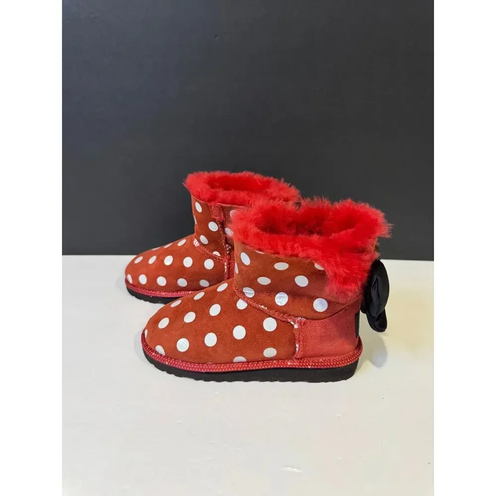UGG Disney Minnie Mouse Red Boots White Polka Dots Size 11c